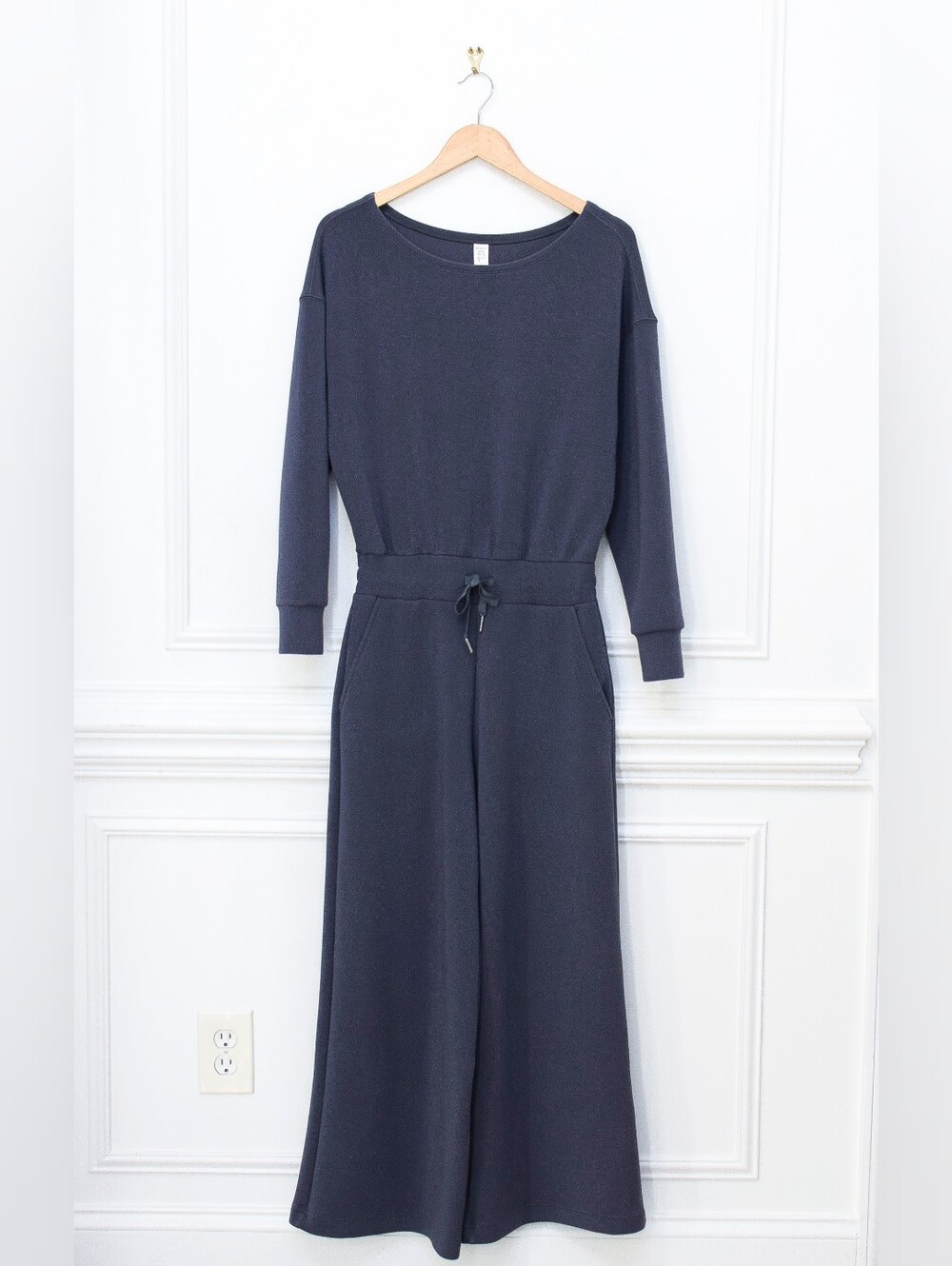 Spanx AirEssentials Off Shoulder Jumpsuit Blue Size SP Wide Leg Slouchy Lounge - Picture 3 of 14